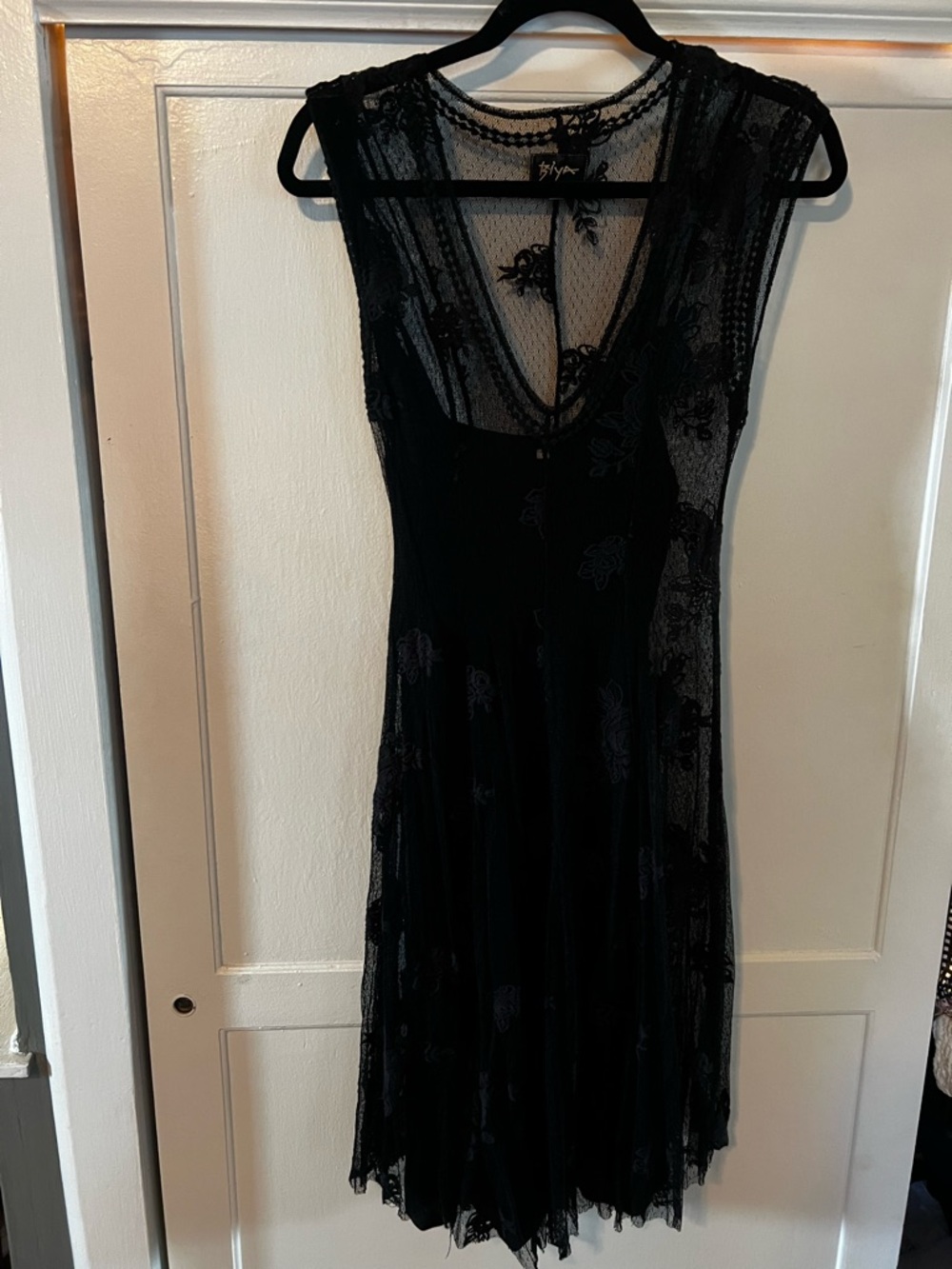 BIYA for JOHNNY WAS Vintage Black Lace Sleeveless Dress with Slip - Size S